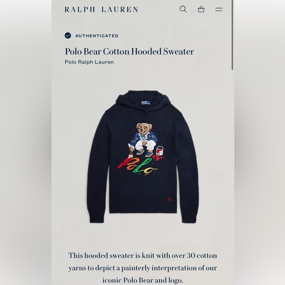Polo Bear Cotton Hooded Sweater